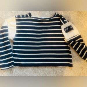 Zara Rogier de Saint Pierre Boatneck Top marinere in Navy and White Sz Medium